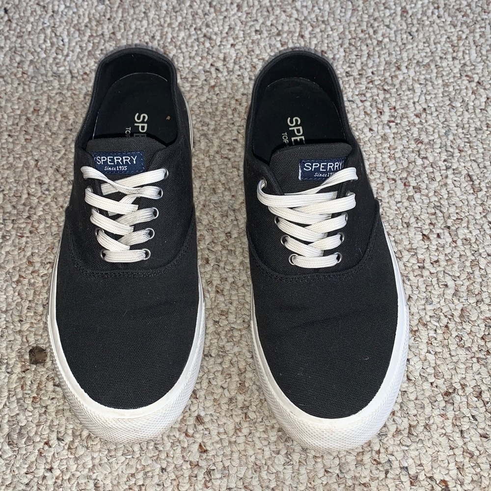 Black and cream sperrys
